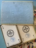 Coffret en carton et velours de 2 Jeux de patience, Tamponnés De 1890, Dos Rose Et Bleu