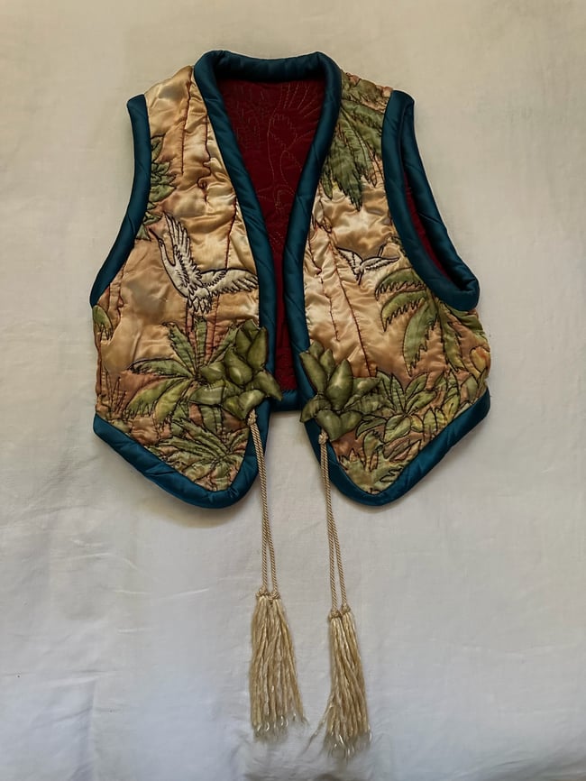 60s/70s silk hand tinted art vest