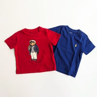 Image 1 of Baby Boy 12M Ralph Lauren Signature Pony & Polo Bear Red & Blue T-Shirt Bundle