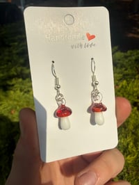 Image 3 of Red Blizzard Mushroom earrings 