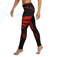 Image 3 of Transform Your Wealth Leggings (red print)