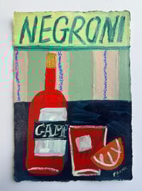 Negroni on pink and sage green stripes