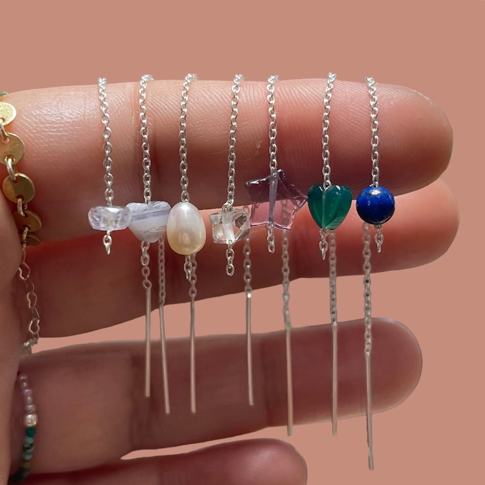 Image of Gemstone thread earring