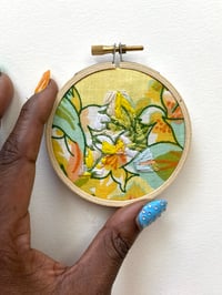 Image 1 of Original Secret Alphabet Embroidery - “A” (Yellow 70s Floral)