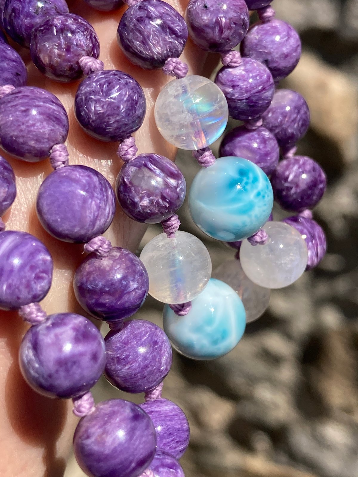 Energizing Charoite wrist Japa Mala shops