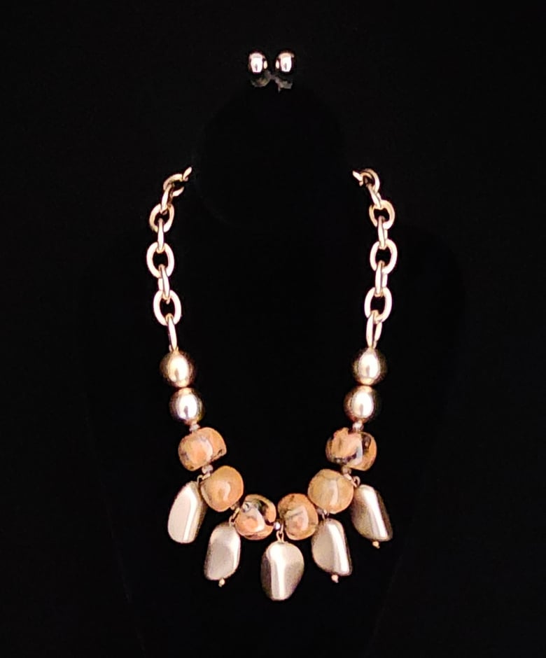 Image of Gold Marbleized Necklace Set 