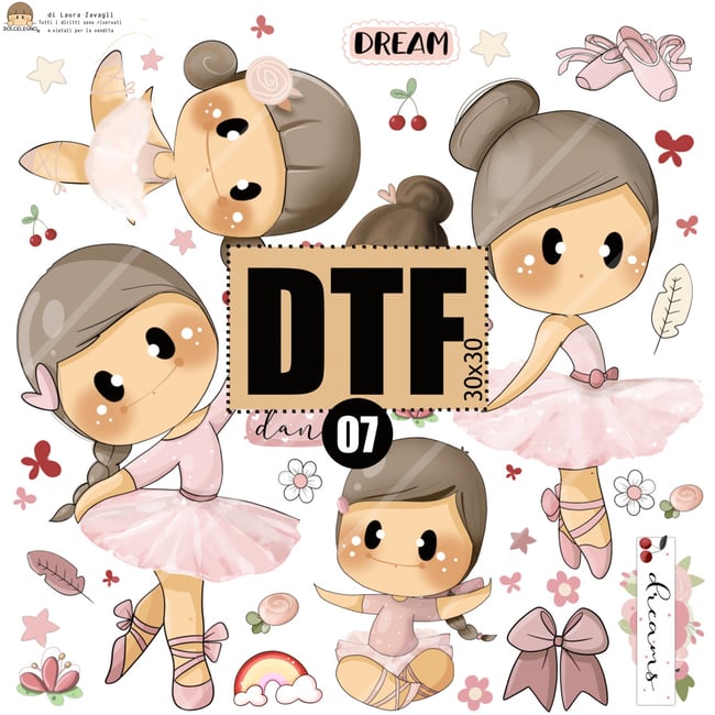 DTF fogli con illustrazioni da trasferire su tessuto