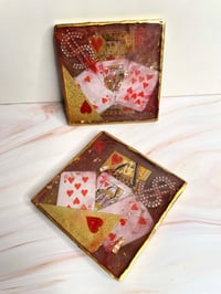 Image 2 of “The Lovers’ Game” – King & Queen of Hearts Resin Coaster Set