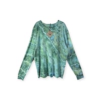 Image 1 of XXL Unisex Adult Waffle Long Sleeve Shirt in Verdant Geode Ice Dye