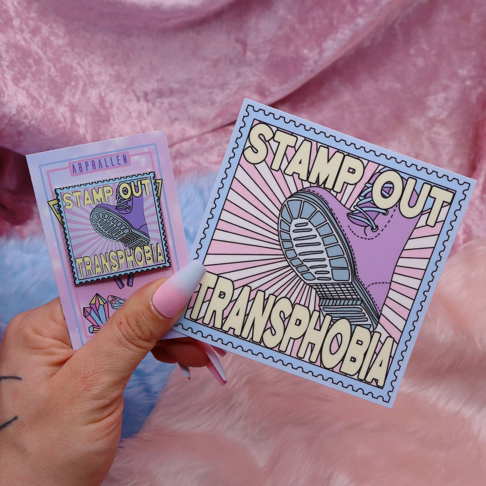 Image of Stamp Out Transphobia Enamel Pin