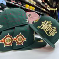 Image 1 of New Era 59Fifty Dark Green White Metallic Gold 