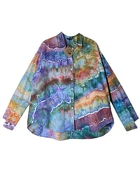 Image 2 of ♻️ UPCYCLED M (8) Topshop Boyfriend Shirt in Rustic Geode Ice Dye
