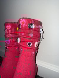Image 3 of sweetheart junk socks // hot pink