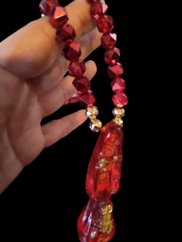 Image 3 of Red and Gold Muerte Necklace 
