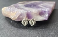 Image 2 of Delen leaf design fine silver stud earrings