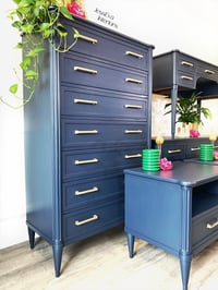 Image 8 of Navy Blue Stag Chateau Bedroom Furniture Set: Chest of Drawers, Tallboy, Dressing Table & Bedsides