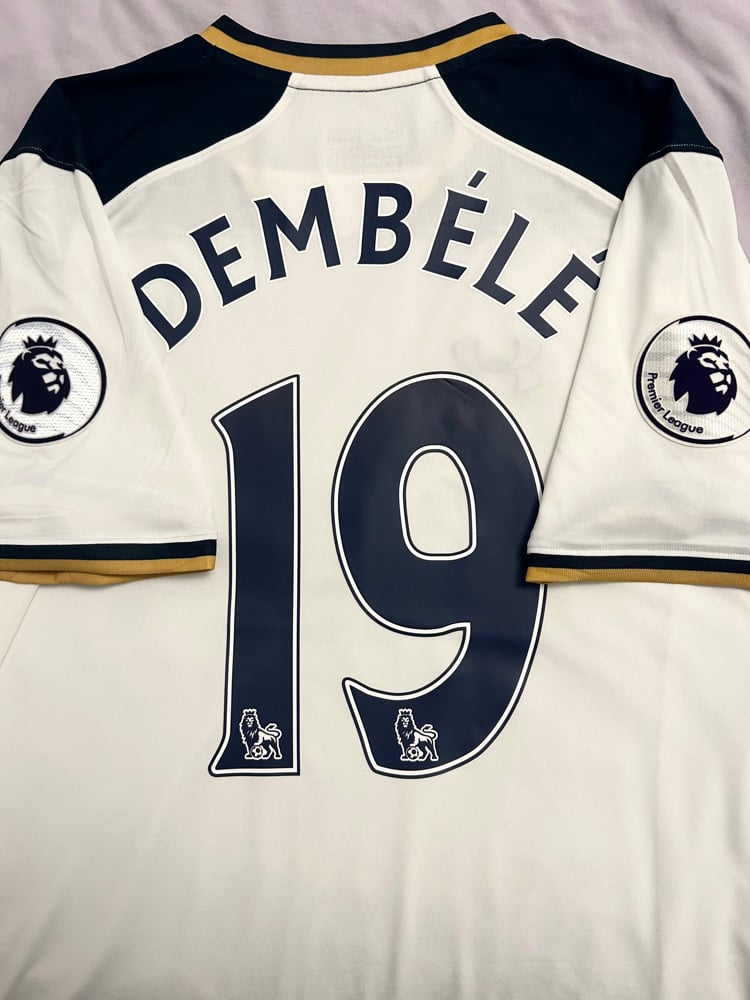 Image of PRE ORDER: Tottenham Hotspur “DEMBÉLÉ 19” 2016/17 Home Shirt + PL patches (XL)