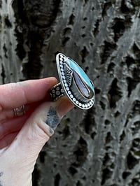 Image 1 of Intarsia Ring~Red Montana Agate/#8 Turquoise 