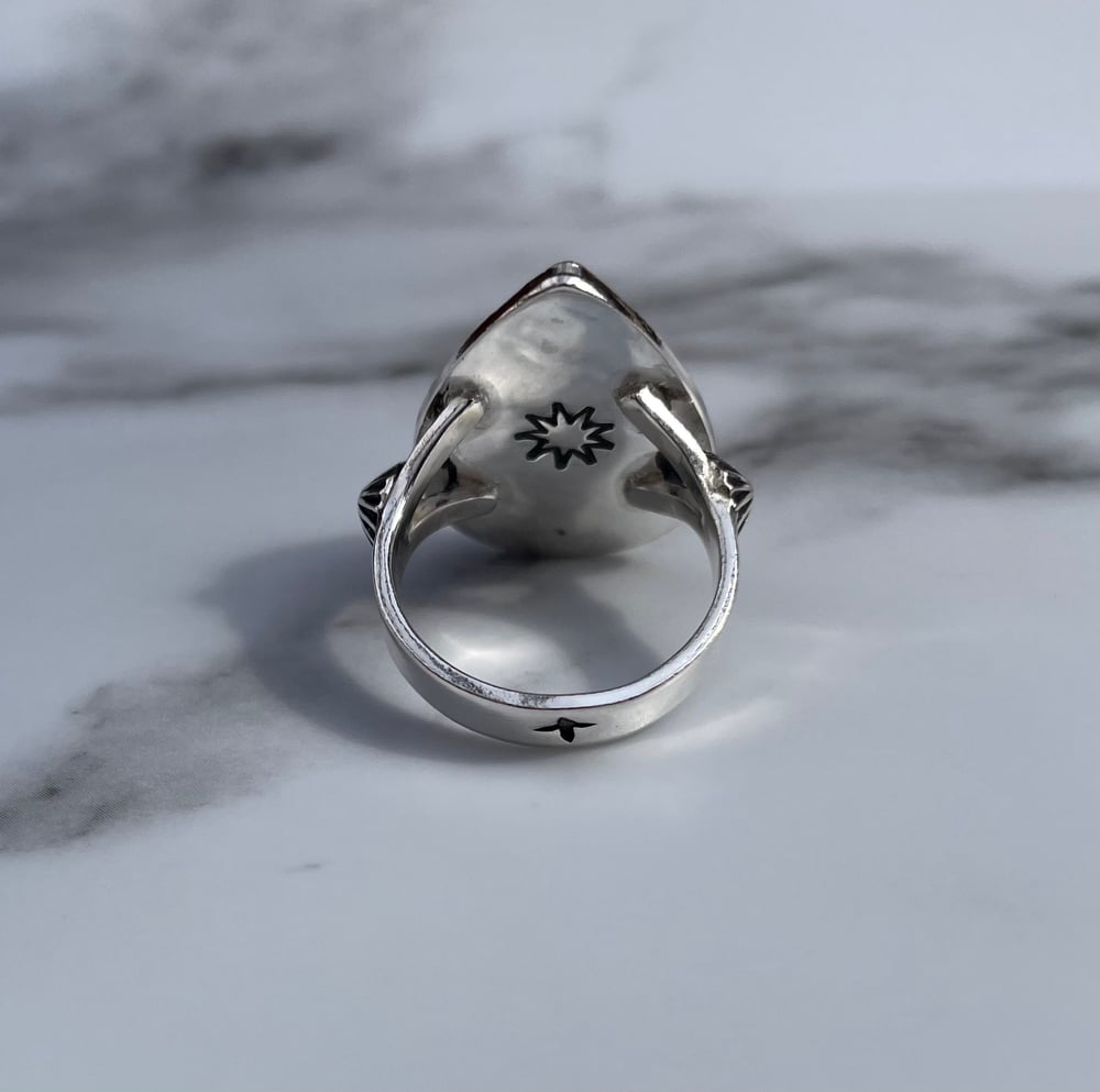 Sterling Silver Handmade Blue Labradorite Celestial Ring 