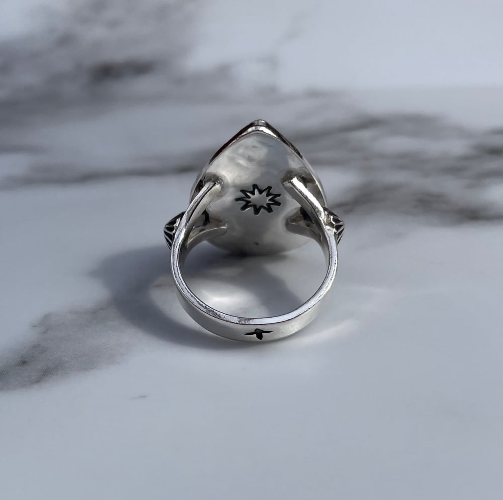 Sterling Silver Handmade Blue Labradorite Celestial Ring