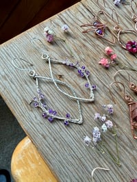 Image 6 of Sterling Woven Lavender Sprig Earrings with Amethyst