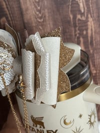 Image 6 of Starlight Shimmer Cream and Gold Moon, and Star Tumbler Straw Topper Bow