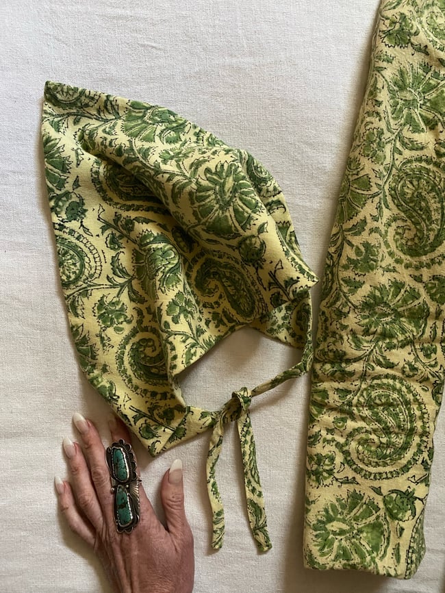 1960s Indian cotton hand blocked keychain and mini/jacket set