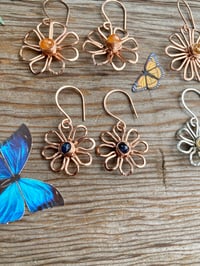 Image 4 of 14KT Rose Gold fill Sapphire Bloom Earrings