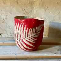 Image 2 of Small Pinched Fern Planter -Red