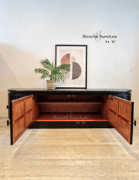 Image 6 of Long Curved Nathan Sideboard in Black with Antique Bronze Handles