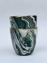 Image 2 of Green marbled tumbler - gold rim 