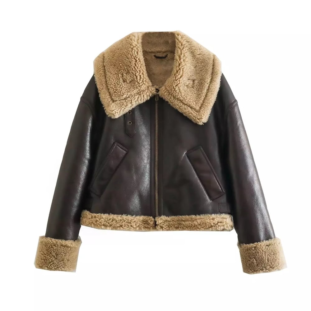 Image of 'Faux leather and Wool Jacket'