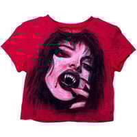Image 1 of “VAMP GIRL” Custom Hand Painted Baby Tee MEDIUM