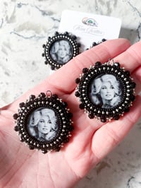 Image 2 of Black & Silver Dolly Earrings (Dangly or Studs)