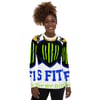 BOSSFITTED White Neon Green And Blue AOP Women’s Long Sleeve Compression Shirt
