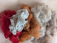 Image 2 of Fly Agaric Mushroom Inspired Colorway Fiber Kit Blending, Carding, Spinning, Felting, Fiber Arts