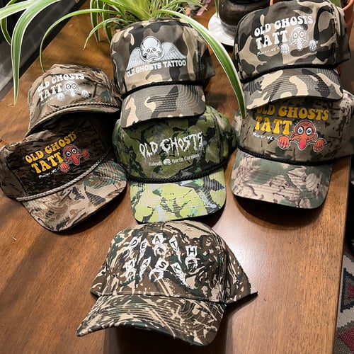 Image of Old Ghosts Tattoo camo hats 