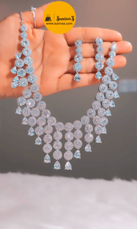 Image 5 of Nyra White-Stunning AD Necklace Set with Earrings