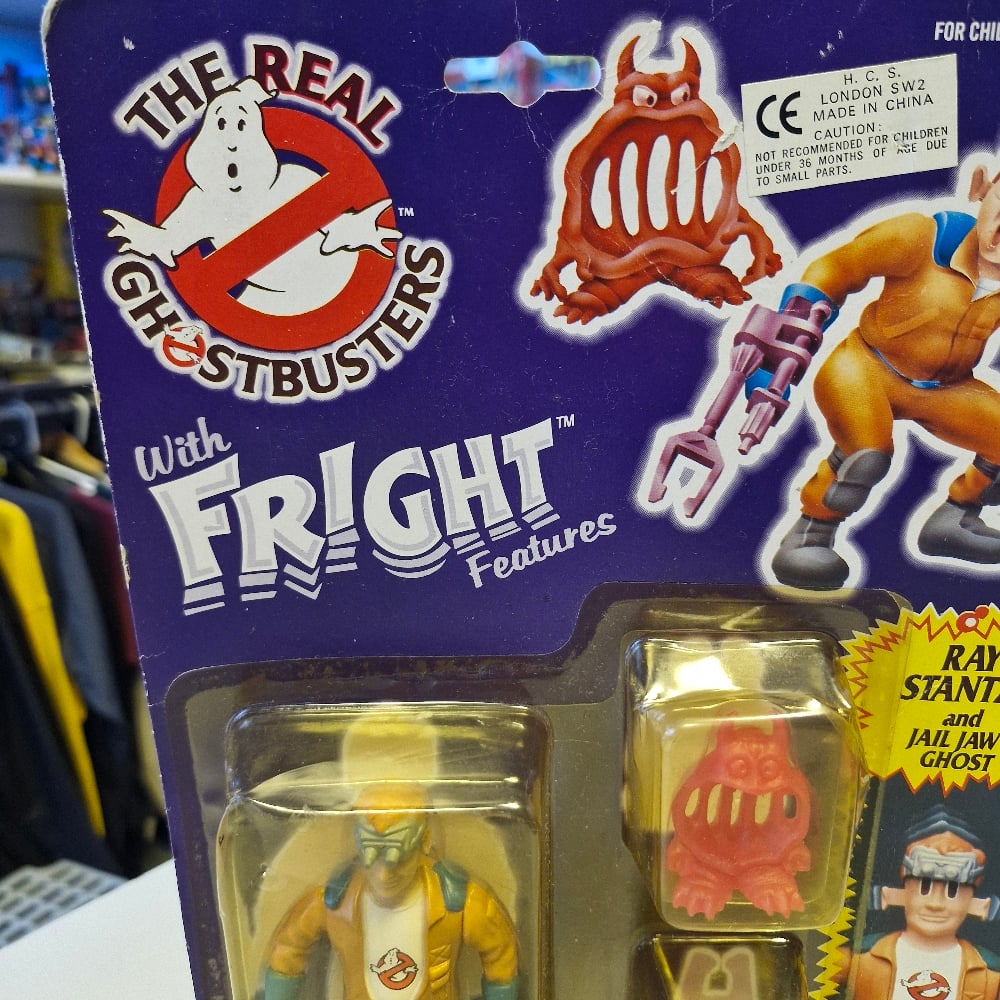 Image of Kenner The Real Ghostbusters Fright Features Ray Stantz & Jail Jaw Ghost (Carded)