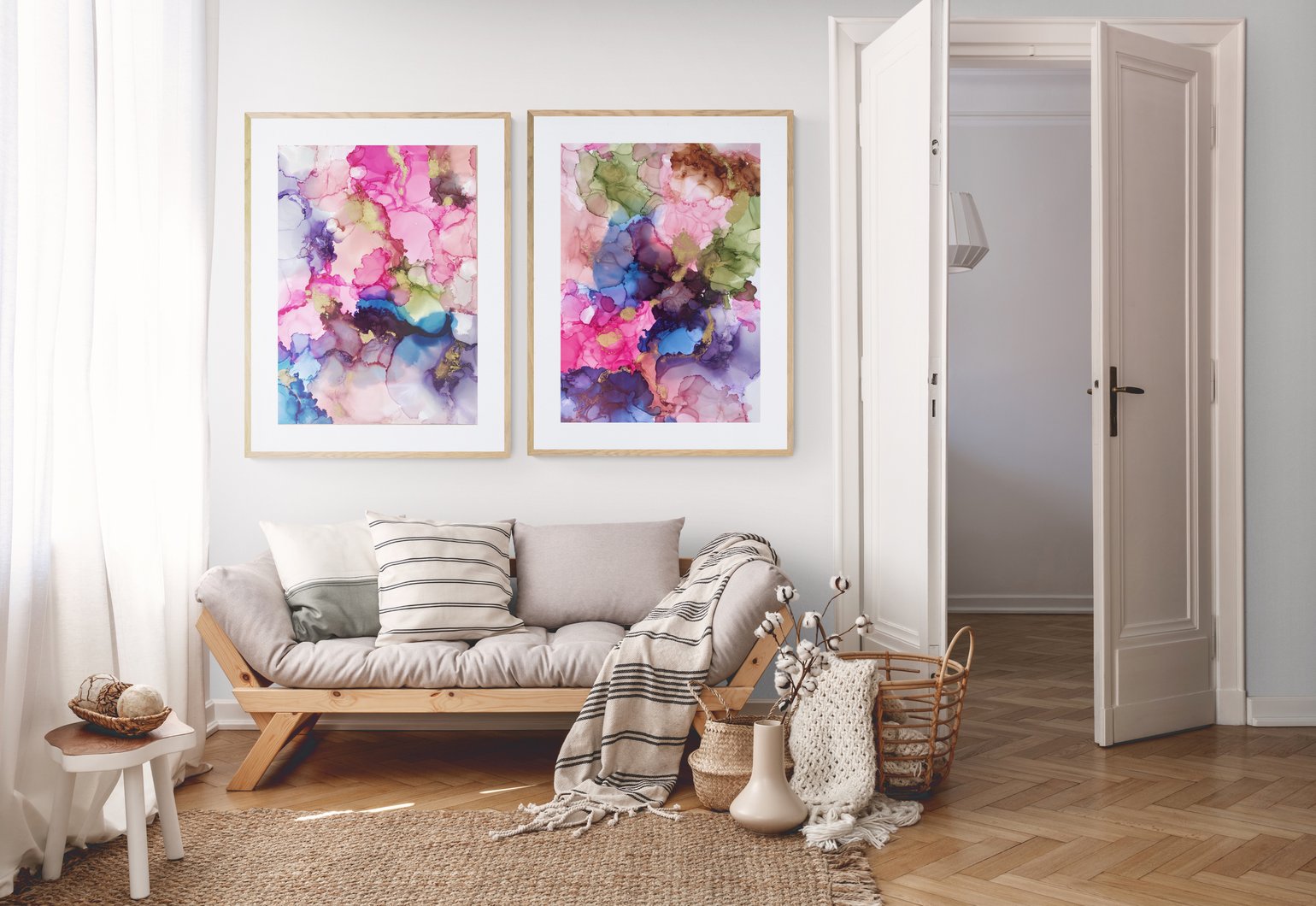 Image of Hyacinth I & II - Framed in oak (LARGE)