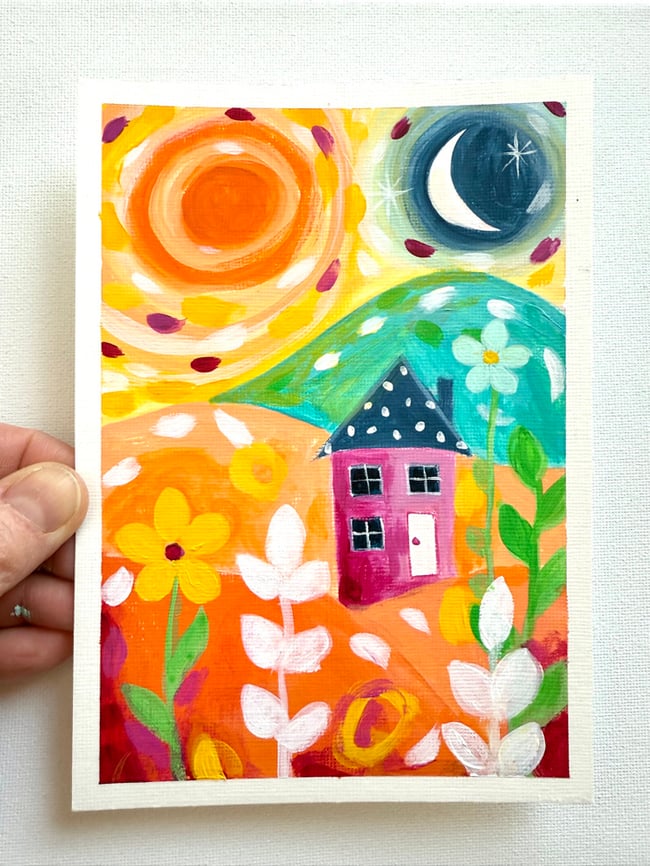 Sweet summer sunshine. Original 5x7 paper painting.