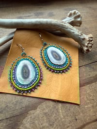 Image 3 of Beaded Caribou Antler slice Earrings