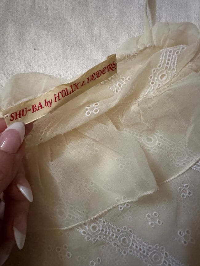 vintage tissue silk eyelet onesie