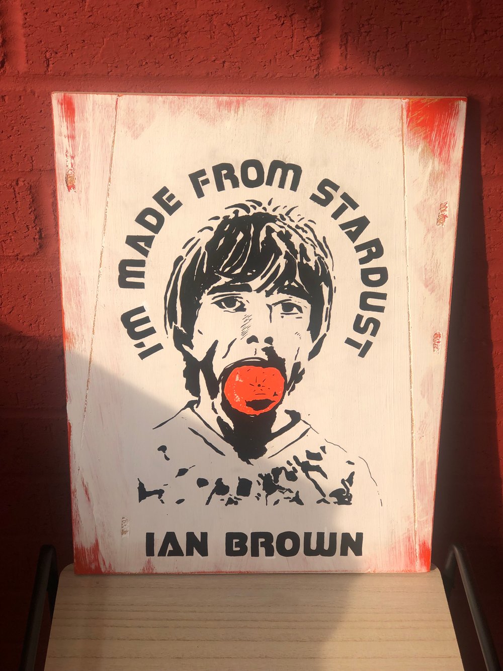 Ian Brown Hand Painted On Wood 30 X 40 Cms