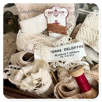 Image 8 of Vintage French wooden box full of French lace and cotton