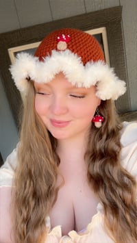 Image 5 of Orange Mushroom Bucket Hat/ Mushroom Earring Set