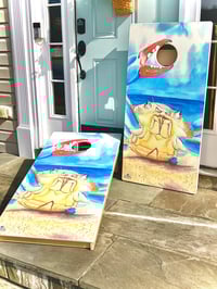 Image 4 of Brackish Wooder Cornhole Boards - Chesapeake Bay Blue Crab - Watercolor - MT2053