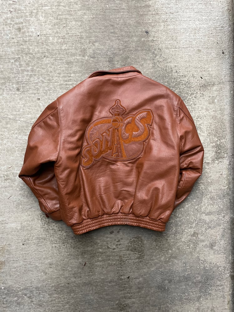 Image of Vintage Seattle Sonics Jeff Hamilton Leather Jacket