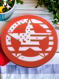 Image 1 of 14" Lazy Susan Turntable Epoxy Resin Art American Star