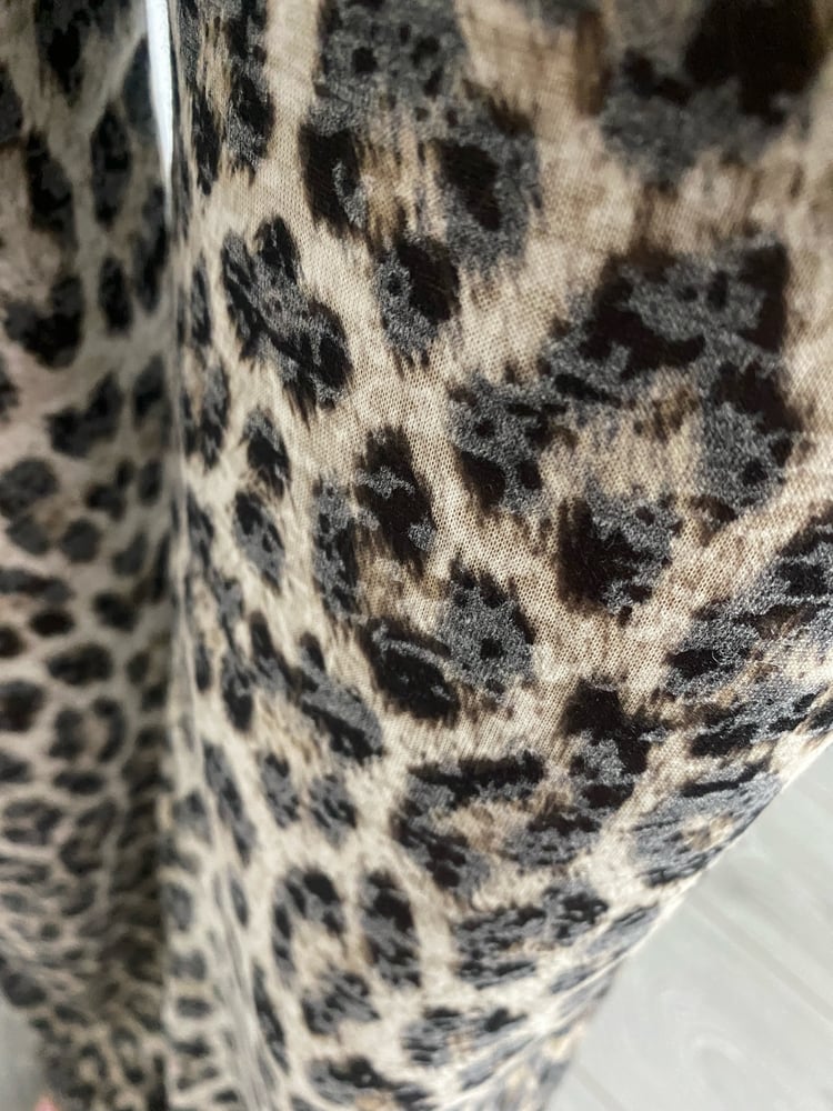 Image of Leopard Slub Jersey Slouchy Straight Leg Trousers 